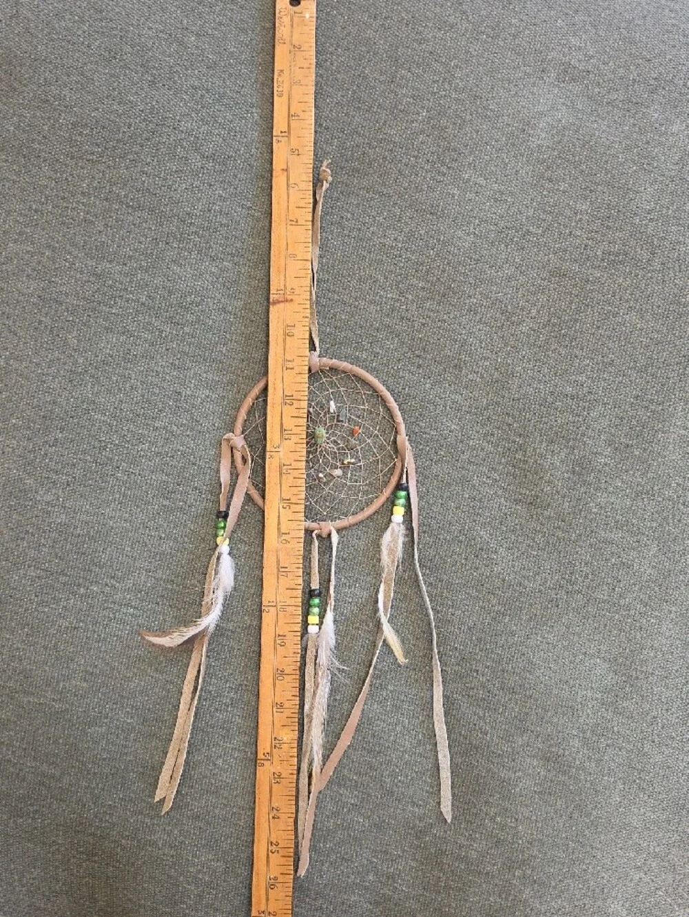 Authentic Native American Handmade Dreamcatcher with Feather and Bead Accents